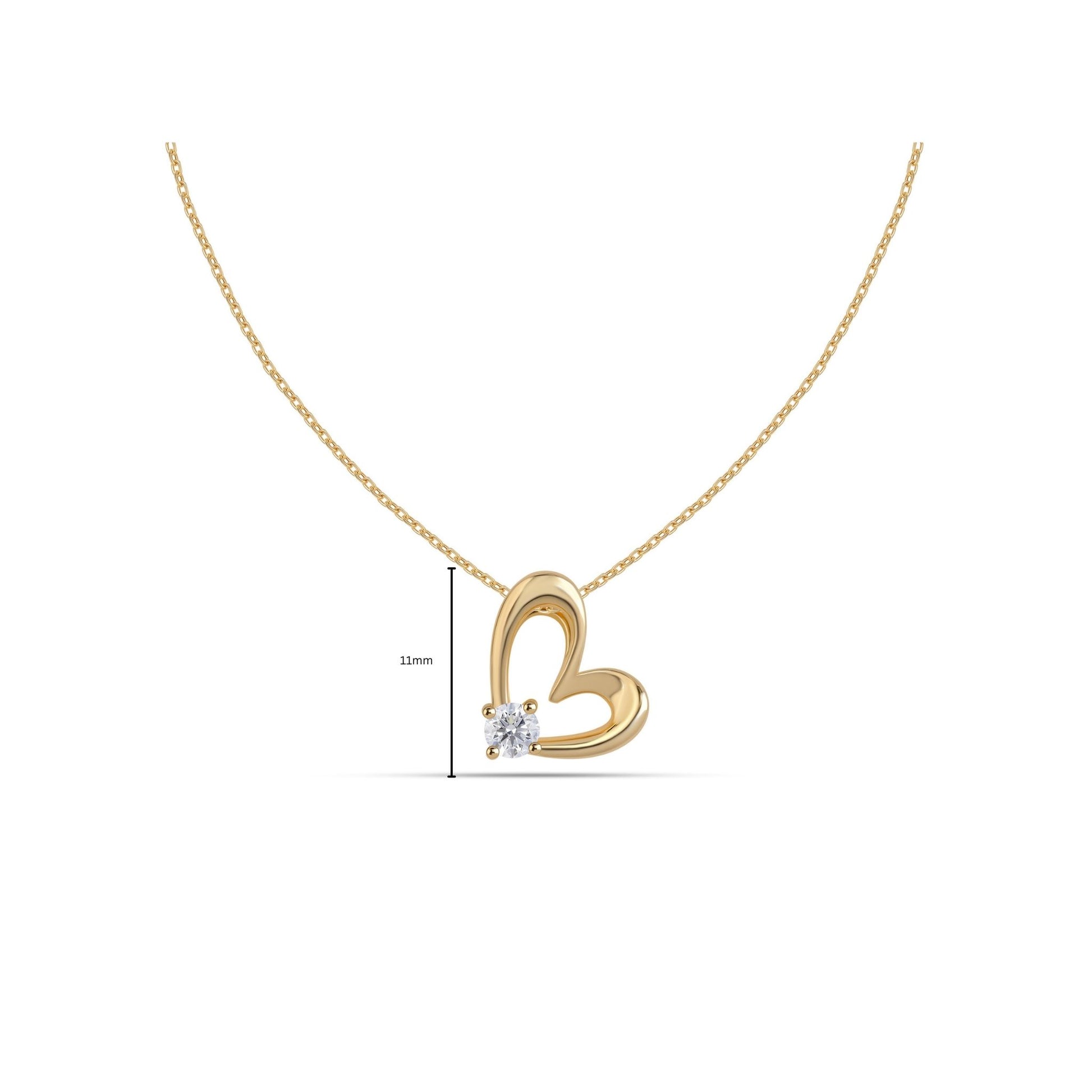 Ami Heart single diamond pendant size and measurement details