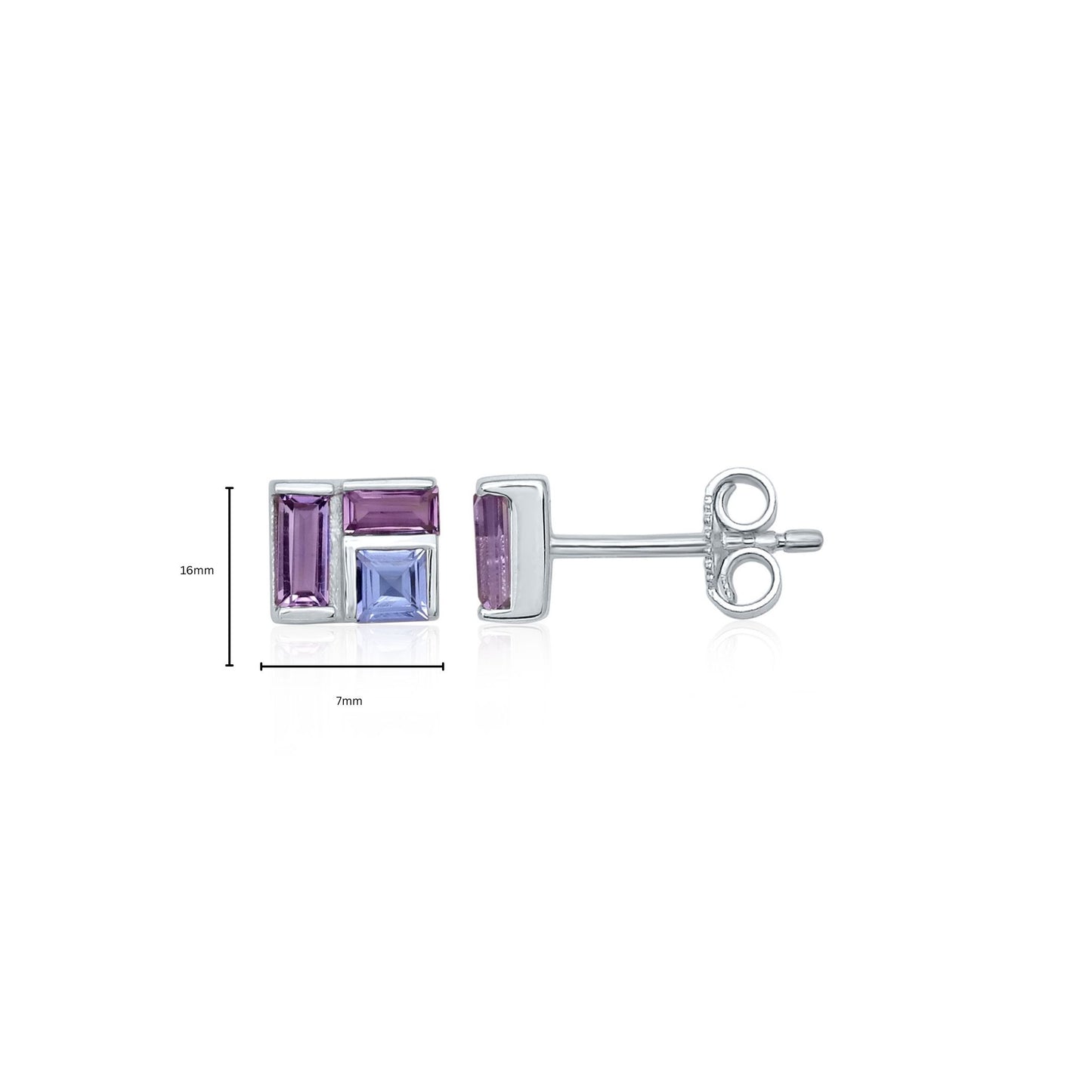 Layered Luxe Collection - Amethyst Block Stud Earrings