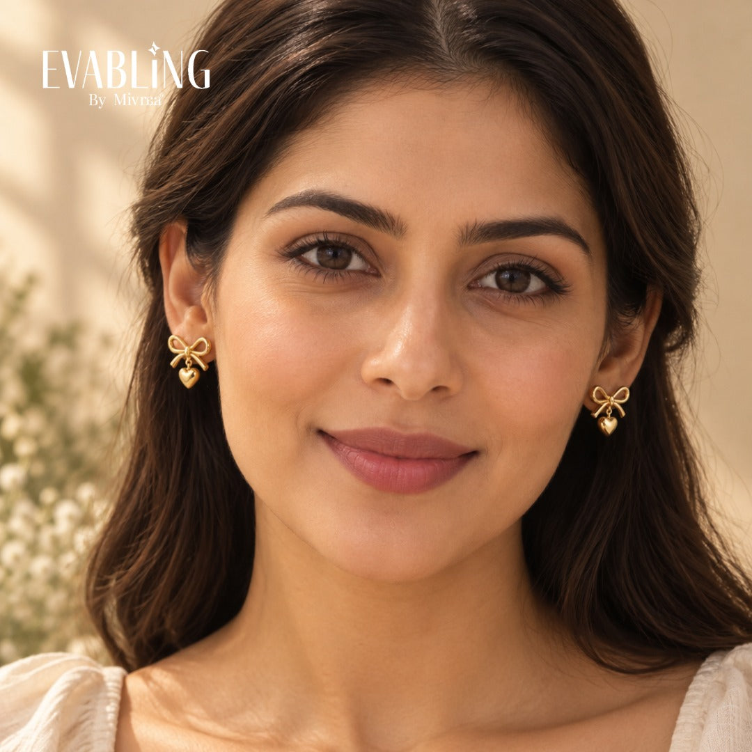 EVABLiNG by Mivraa - Bow Charm Heart Drop studs
