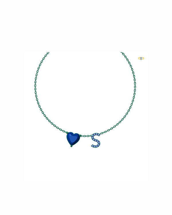 CAD design of a customised alphabet and moissanite necklace by Mivraa