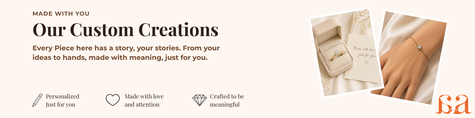 Customised jewellery including personalised name chain and custom couple rings by Mivraa