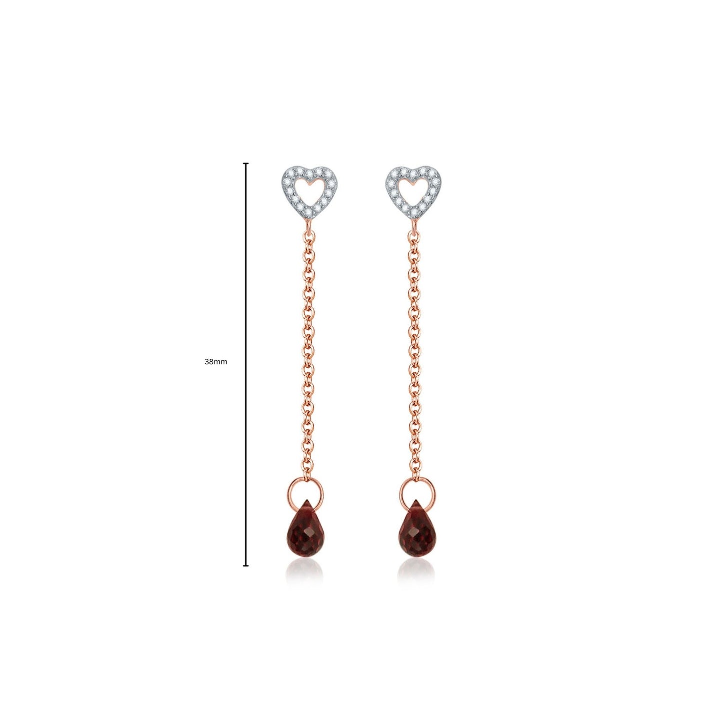 Mini Mivraa Collection - Garnet Heart Diamond Danglers