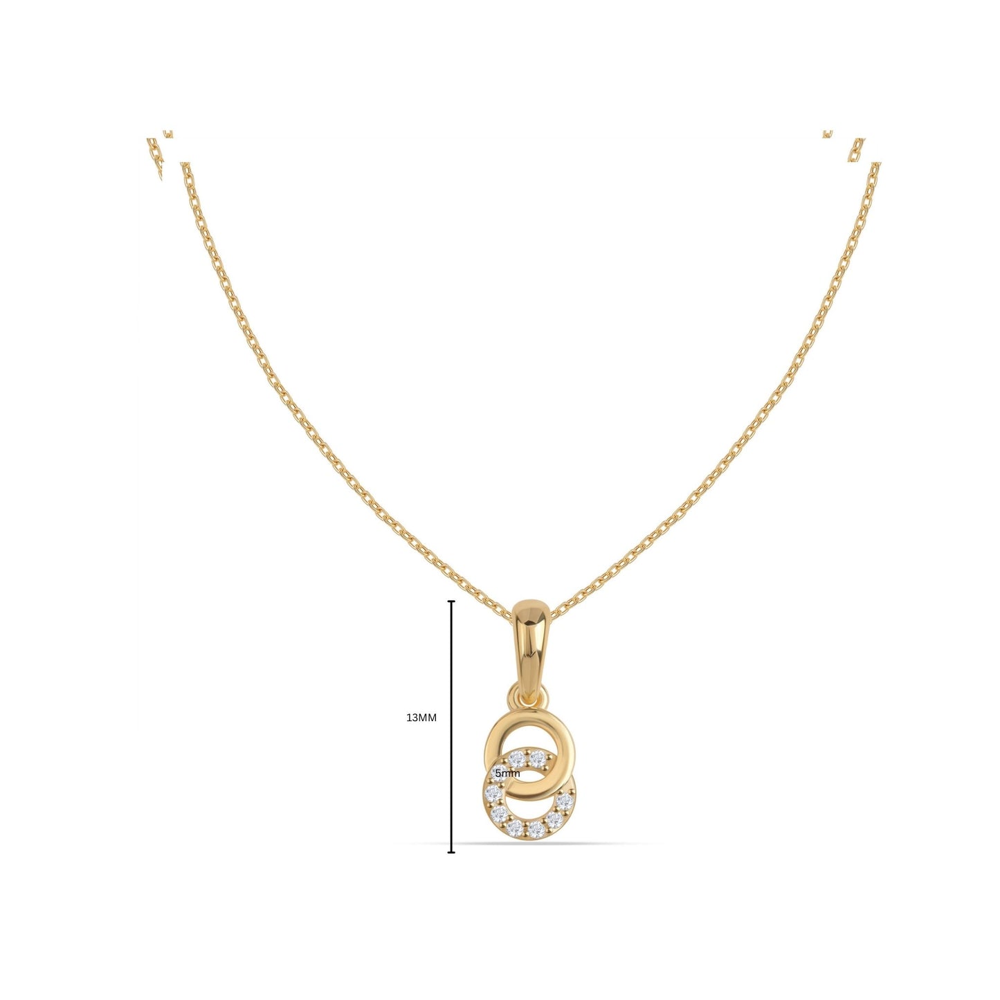 Dia simple diamond pendant size and measurement guide in 9kt jewellery