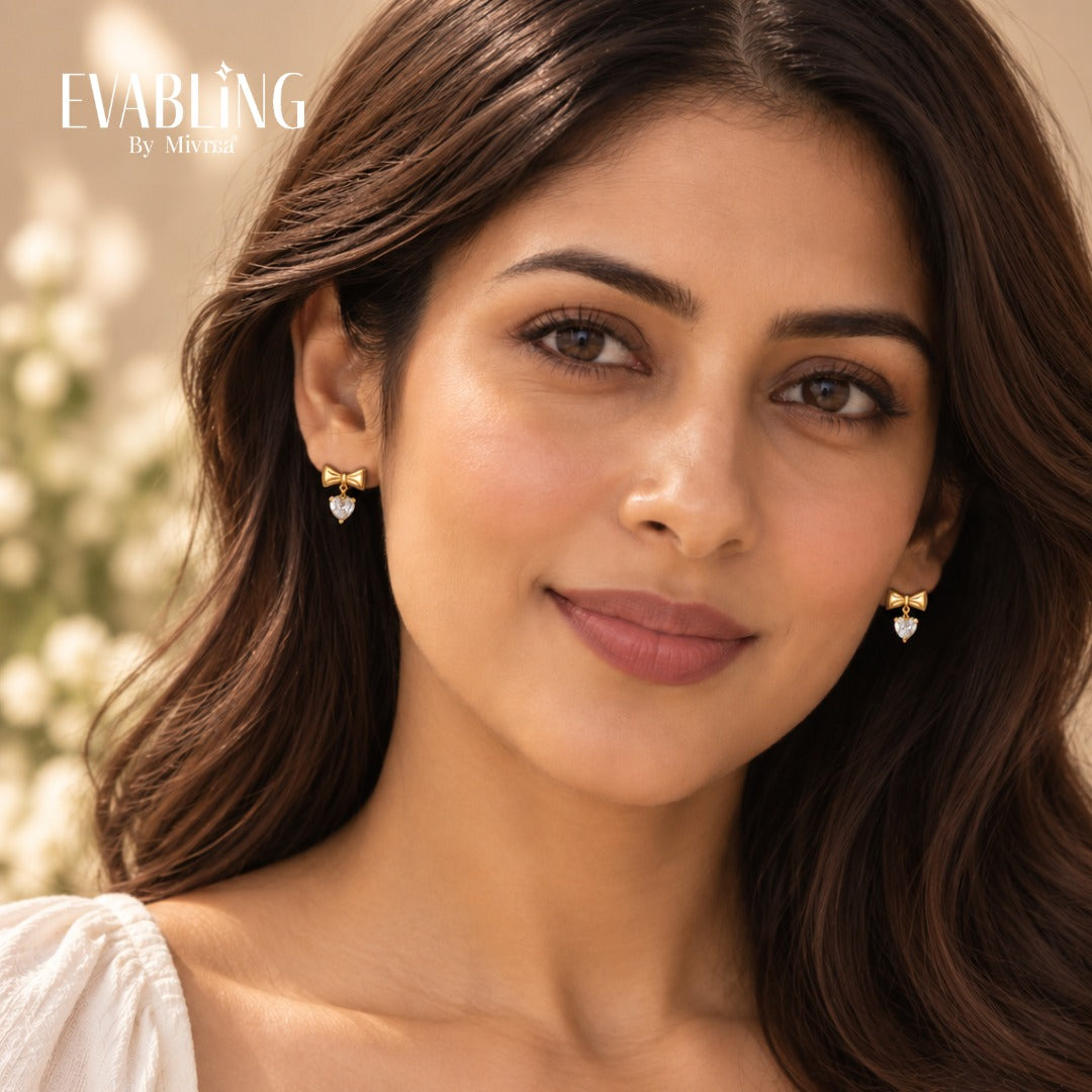 EVABLiNG by Mivraa - Bow Crystal Drop Earrings