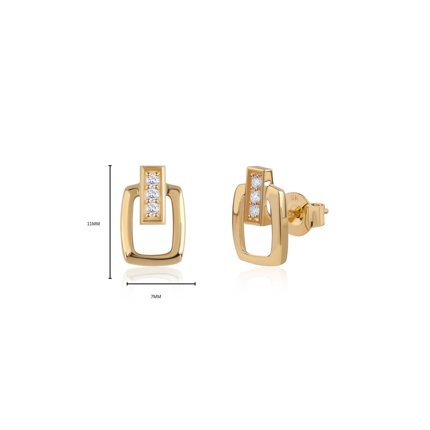 Kyra small diamond earrings measurement guide for women