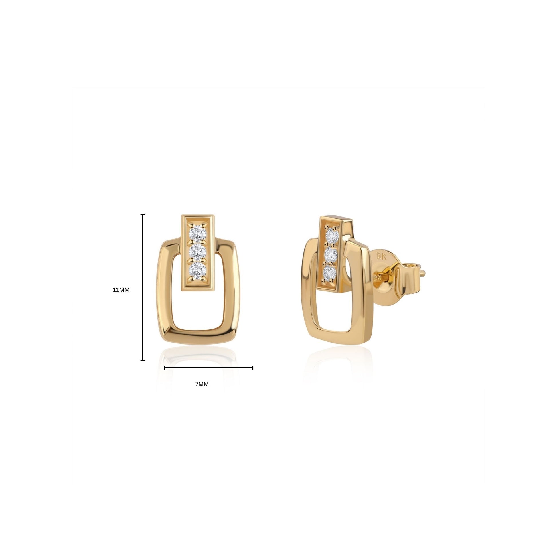 Kyra small diamond earrings measurement guide for women