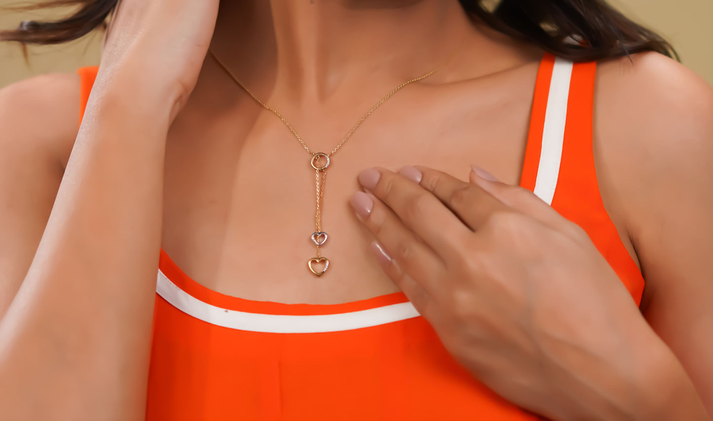 Lariat Heart Drop Diamond Necklace