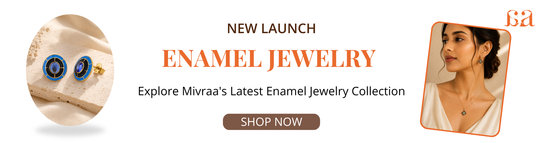Mivraa 9KT Gold Enamel Jewelry Collection featuring colorful enamel pendants and earrings