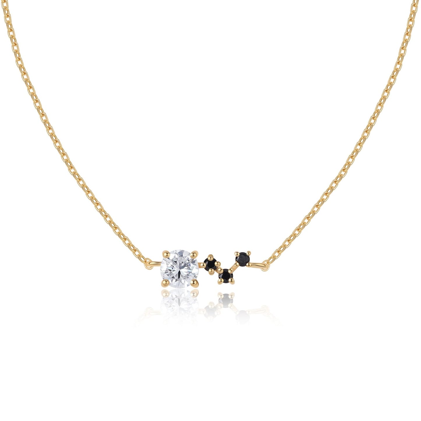 Close up of lab grown raya diamond chain pendant in 9KT gold delicate diamond necklace design