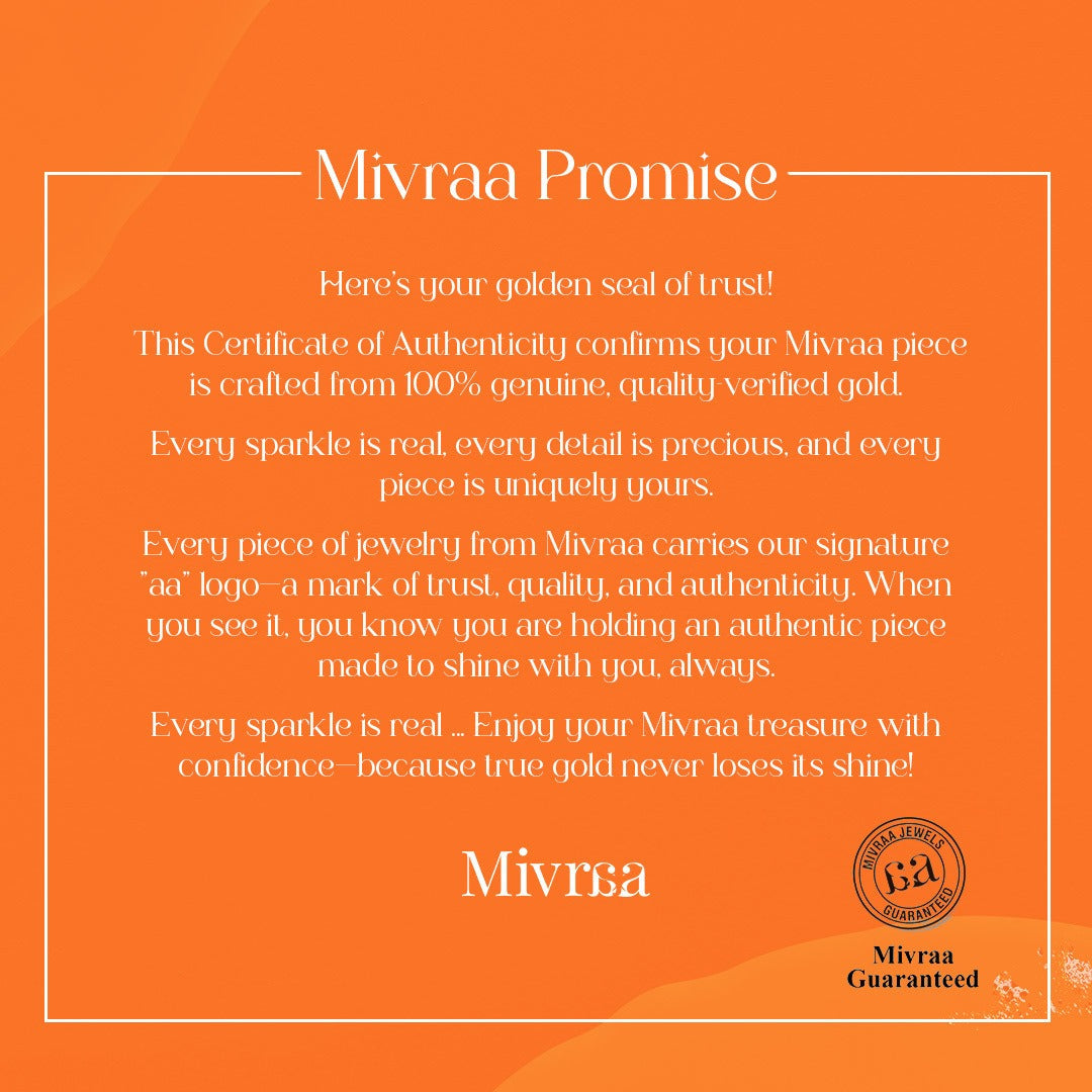 Mivraa Promise of certified 9KT gold quality