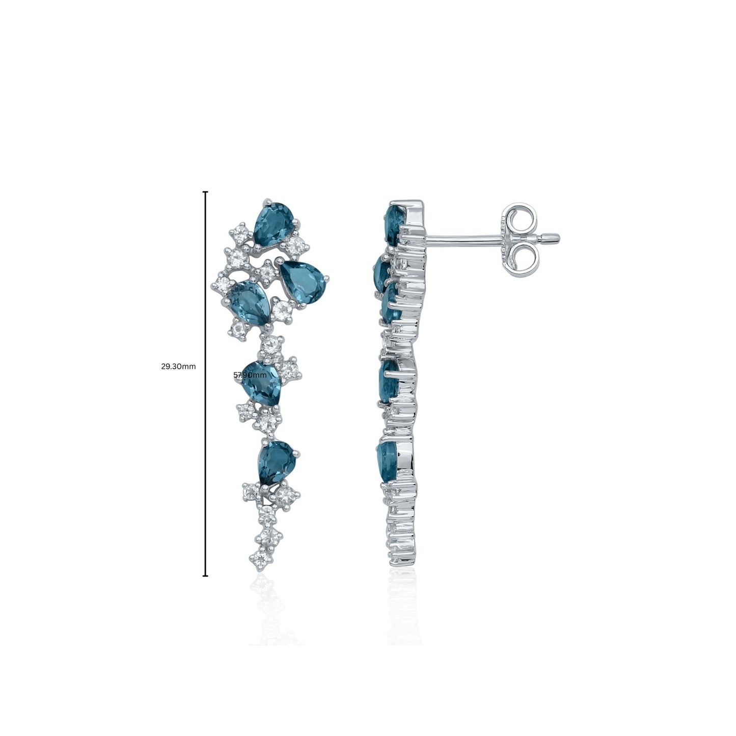 Ocean Blue Topaz Diamond Earrings