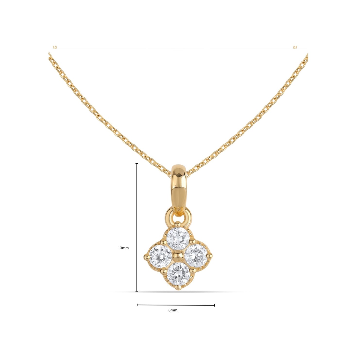 Close-up of Riri simple diamond pendant with lab-grown diamonds in 9KT gold