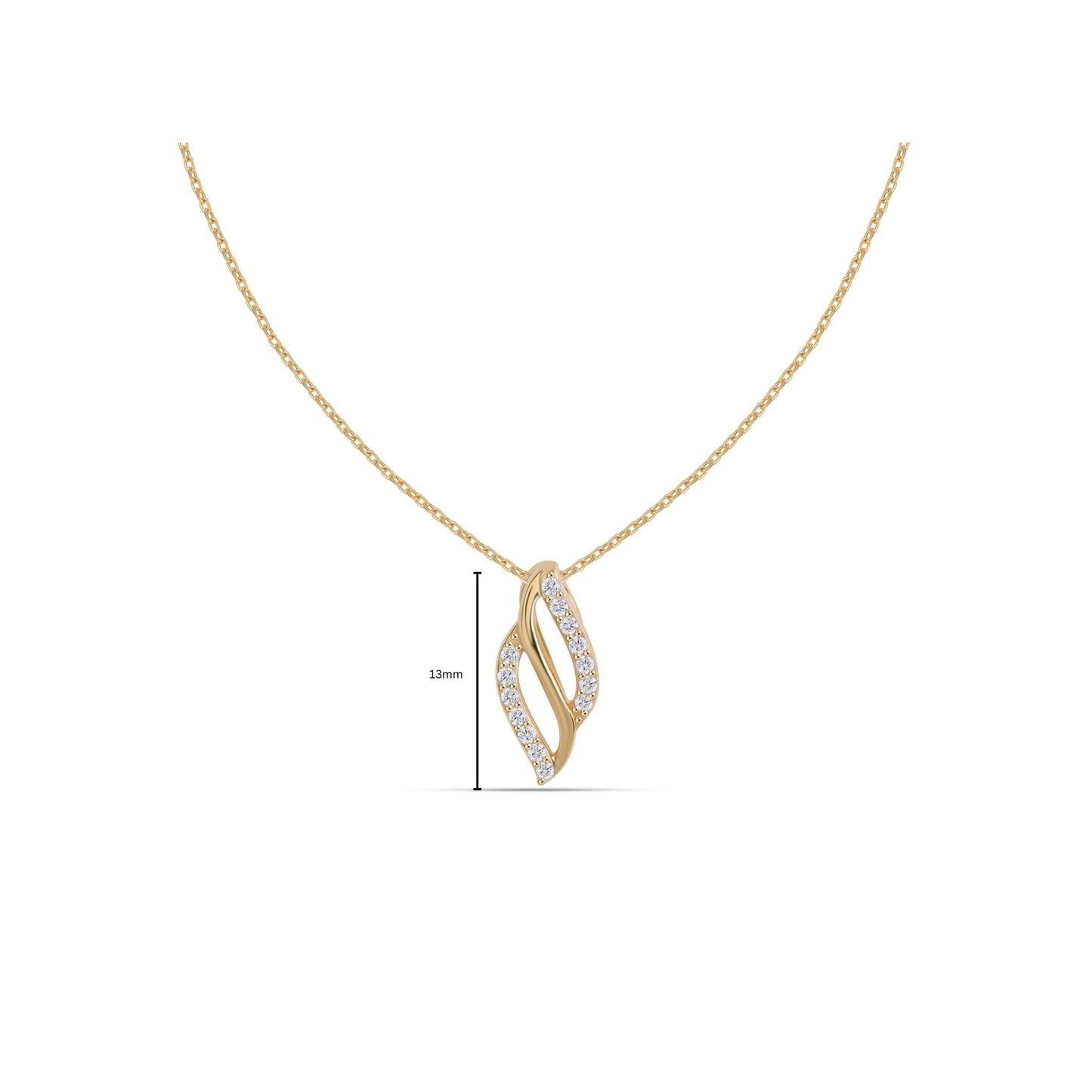 Sita simple diamond pendant size and measurement guide in 9kt jewellery