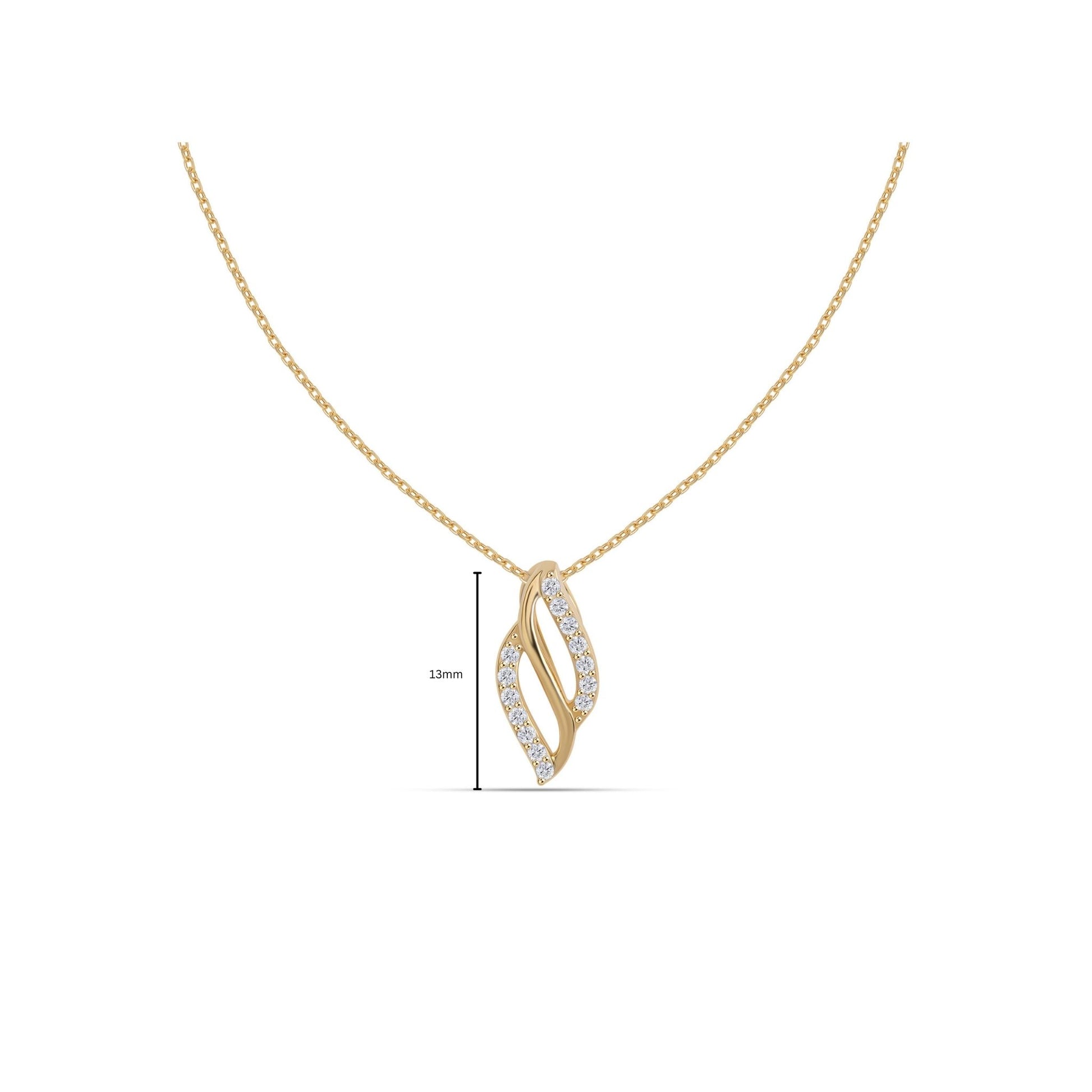 Sita simple diamond pendant size and measurement guide in 9kt jewellery