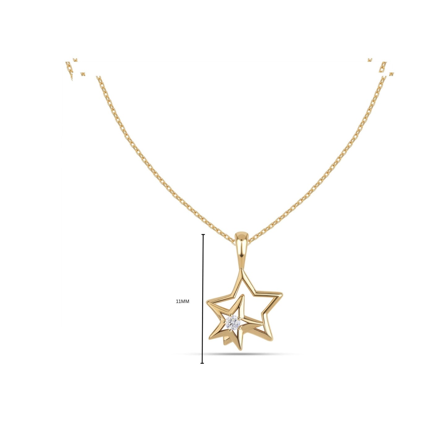 Tara lab grown diamond pendant size and measurement guide in 9kt jewellery