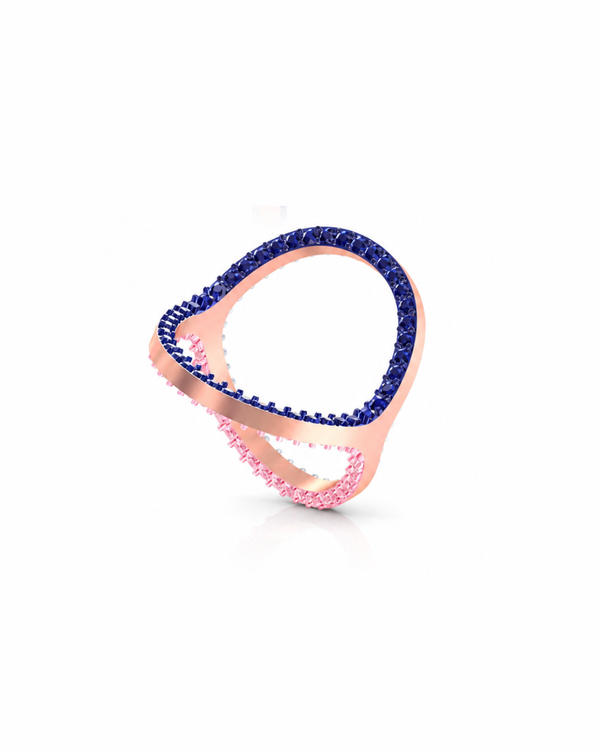 CAD design of a triple color flip ring customised by Mivraa for personalised jewellery creation