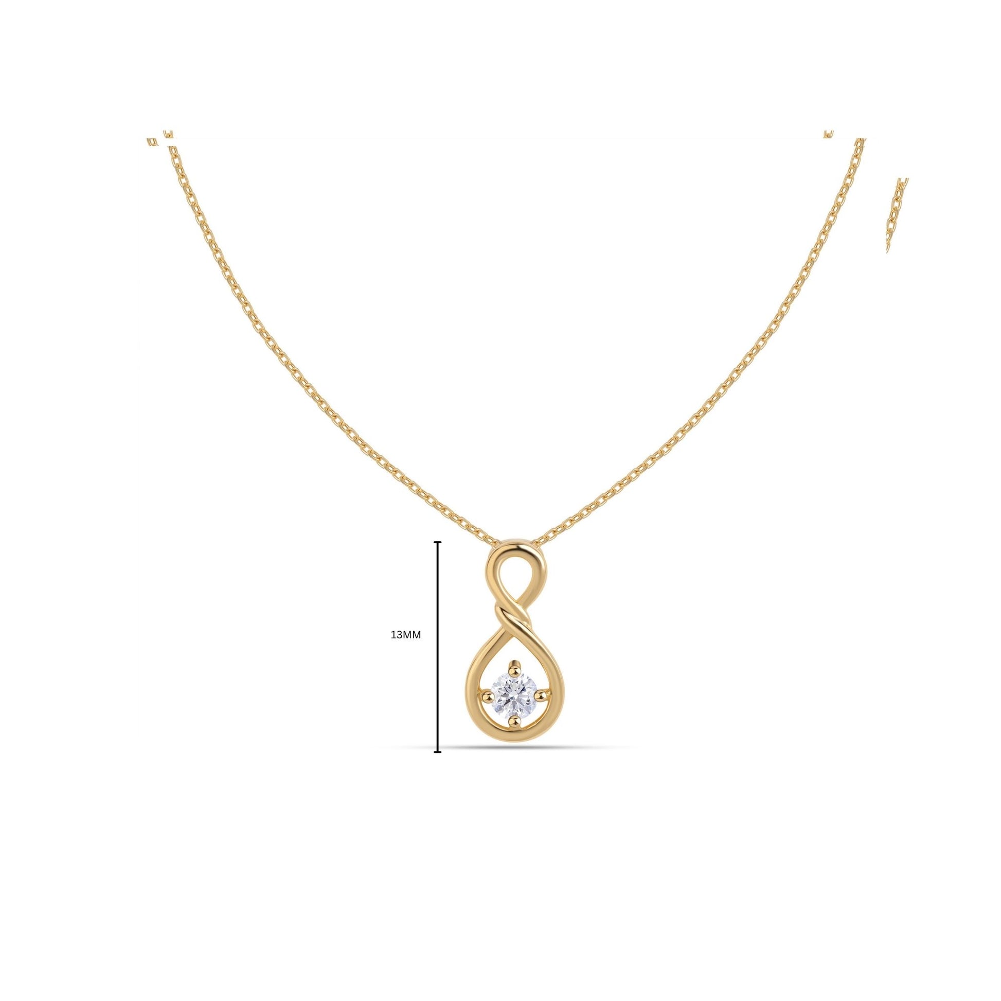 Ziva single diamond pendant size and measurement details